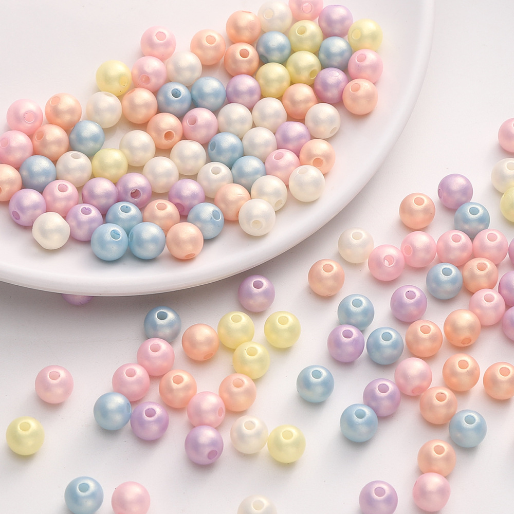 1000 Pcs/Bag 8mm Acrylic Fantasy Color Magic Gold Round Beads DIY Beads