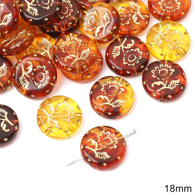 Acrylic Vintage Amber Gold-Painted Beads for Bracelet and Necklace Spacers