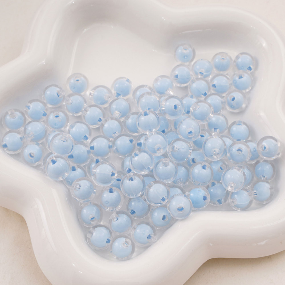 1000 Pcs/Bag 8mm Colorful Frosted Transparent Acrylic Double-Layer Beads for DIY Beads