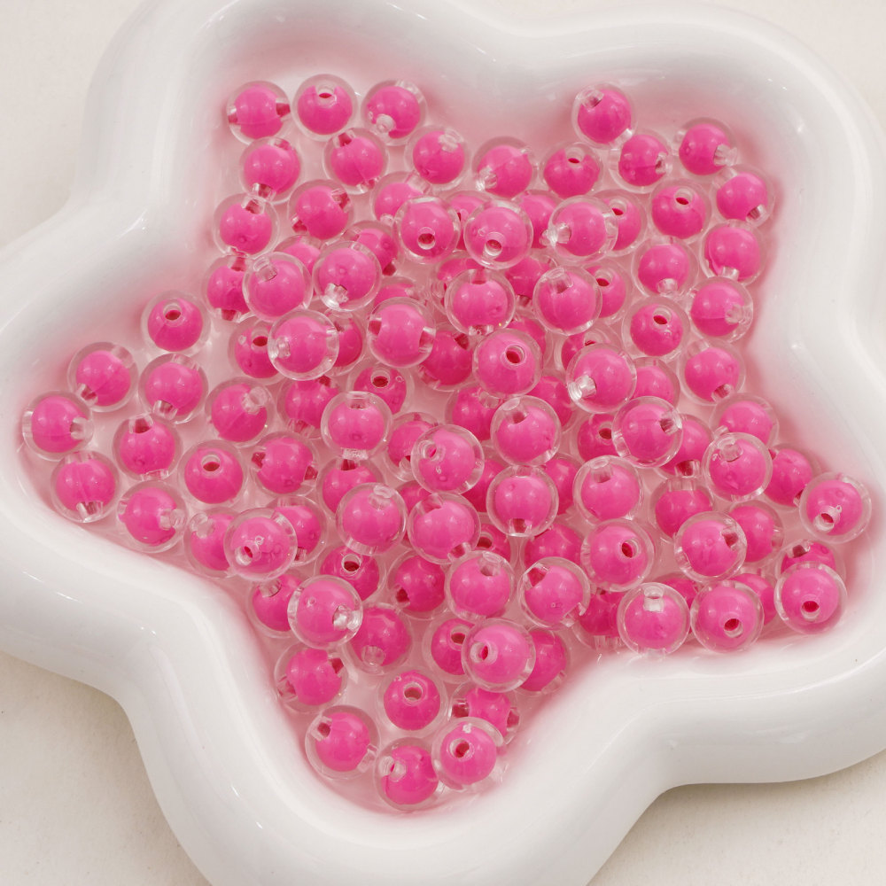 1000 Pcs/Bag 8mm Colorful Frosted Transparent Acrylic Double-Layer Beads for DIY Beads