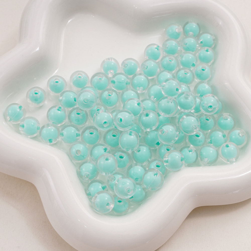 1000 Pcs/Bag 8mm Colorful Frosted Transparent Acrylic Double-Layer Beads for DIY Beads