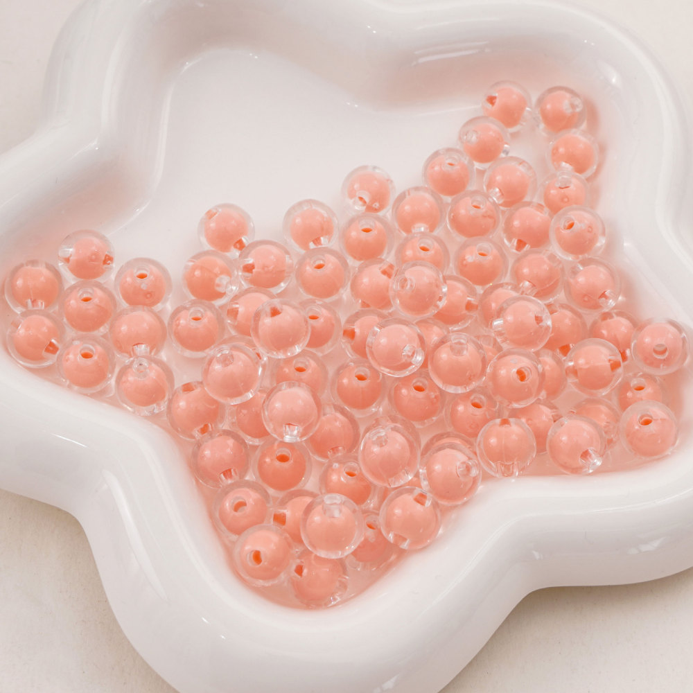 1000 Pcs/Bag 8mm Colorful Frosted Transparent Acrylic Double-Layer Beads for DIY Beads