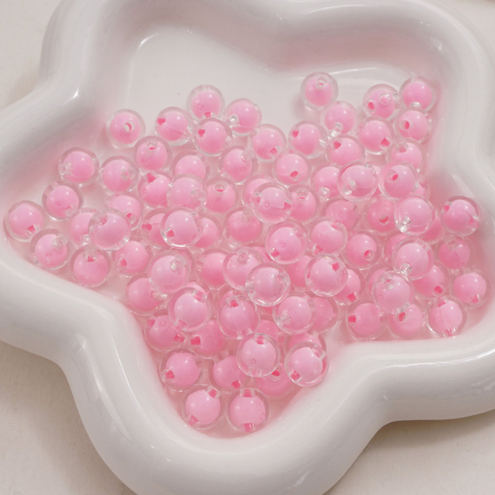 300 Pcs/Bag 14mm Colorful Frosted Transparent Acrylic Double-Layer Beads for DIY Beads