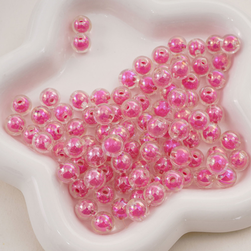 300 Pcs/Bag 14mm Colorful Frosted Transparent Acrylic Double-Layer Beads for DIY Beads