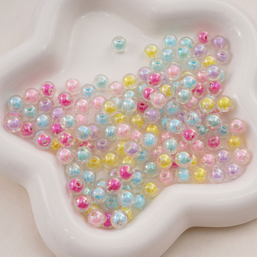 300 Pcs/Bag 14mm Colorful Frosted Transparent Acrylic Double-Layer Beads for DIY Beads