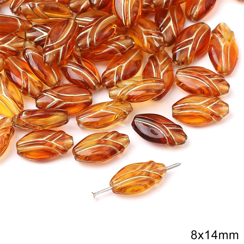 Acrylic Vintage Amber Gold-Painted Beads for Bracelet and Necklace Spacers