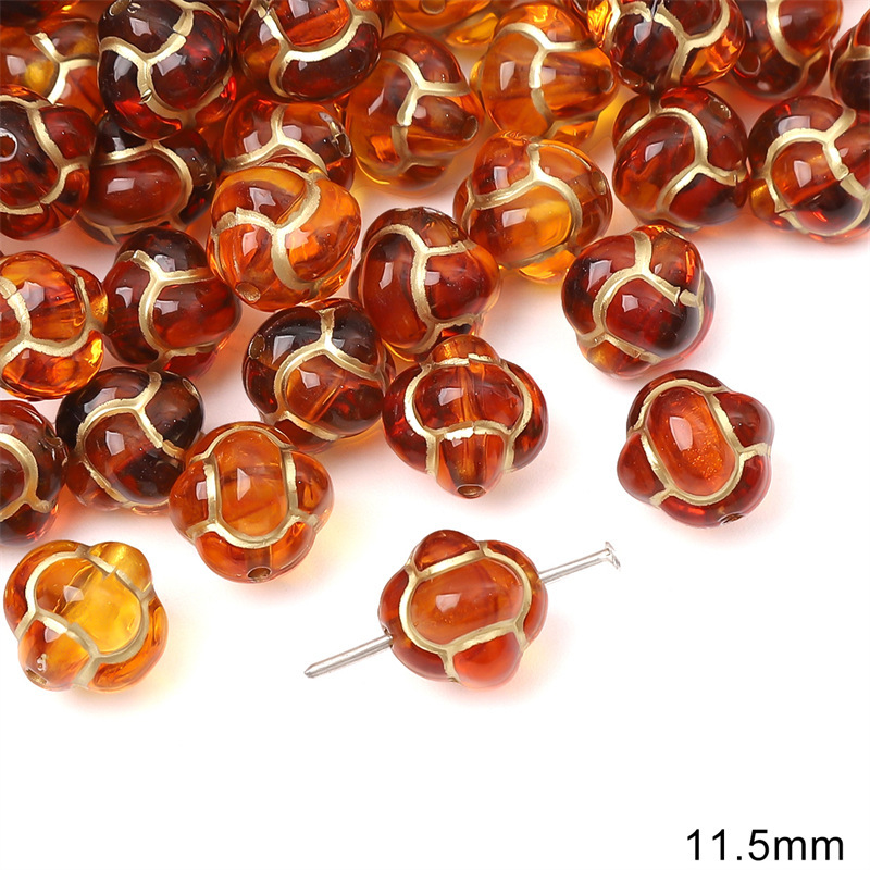 Acrylic Vintage Amber Gold-Painted Beads for Bracelet and Necklace Spacers