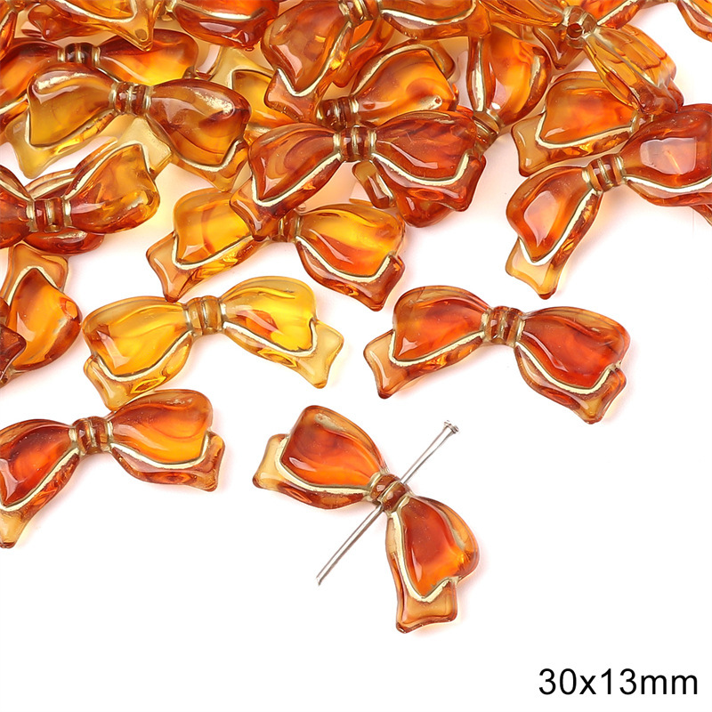 Acrylic Vintage Amber Gold-Painted Beads for Bracelet and Necklace Spacers