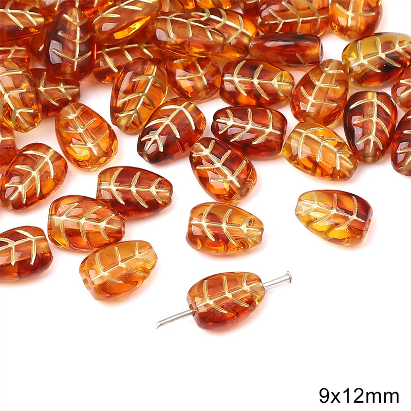 Acrylic Vintage Amber Gold-Painted Beads for Bracelet and Necklace Spacers