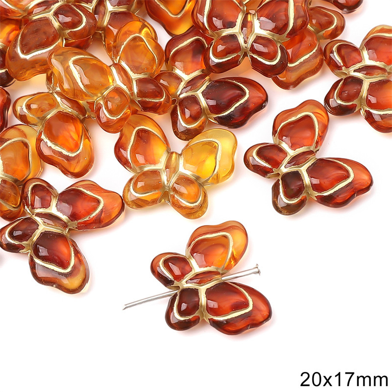 Acrylic Vintage Amber Gold-Painted Beads for Bracelet and Necklace Spacers