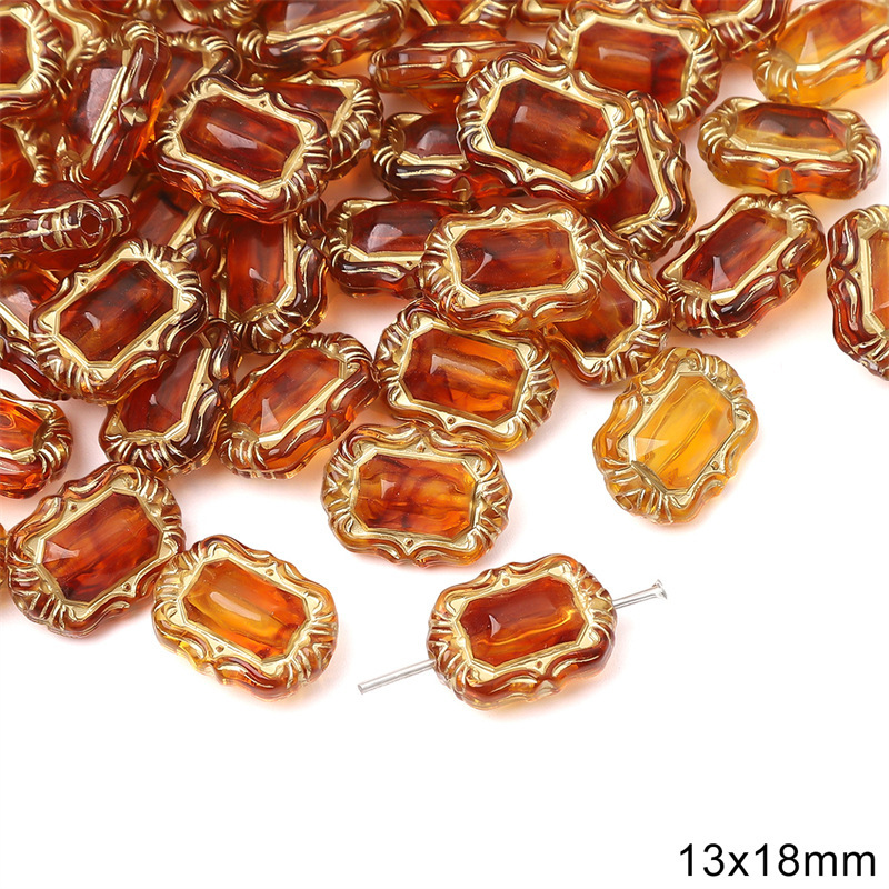 Acrylic Vintage Amber Gold-Painted Beads for Bracelet and Necklace Spacers