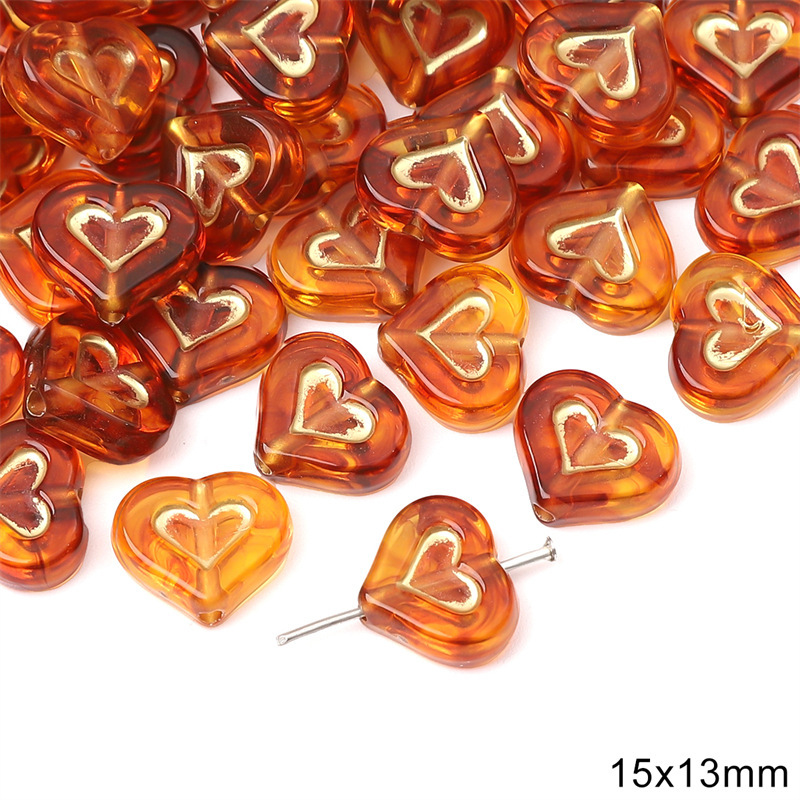 Acrylic Vintage Amber Gold-Painted Beads for Bracelet and Necklace Spacers