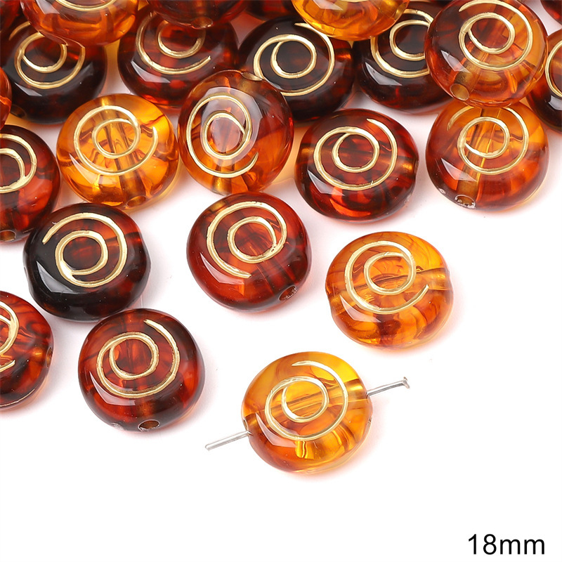 Acrylic Vintage Amber Gold-Painted Beads for Bracelet and Necklace Spacers