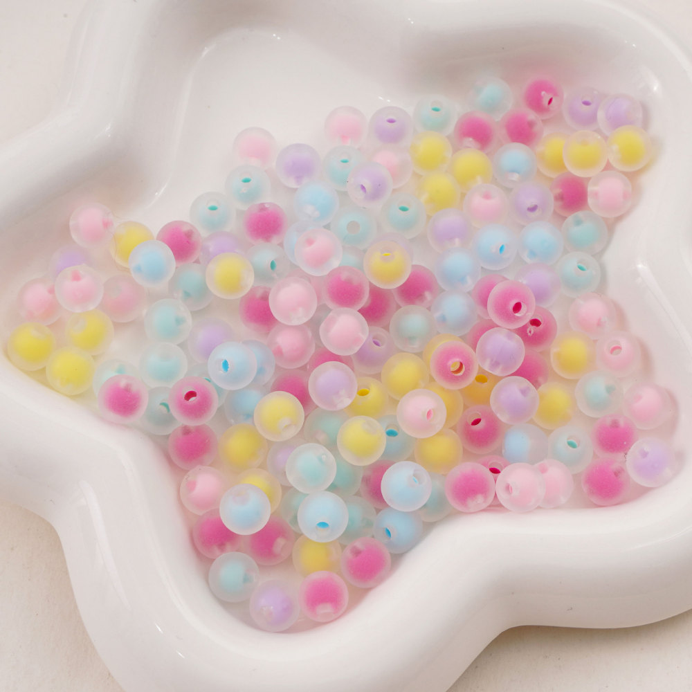 1000 Pcs/Bag 8mm Colorful Frosted Transparent Acrylic Double-Layer Beads for DIY Beads