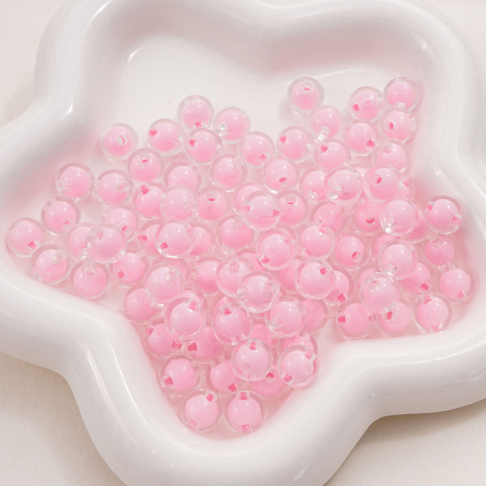 1000 Pcs/Bag 8mm Colorful Frosted Transparent Acrylic Double-Layer Beads for DIY Beads