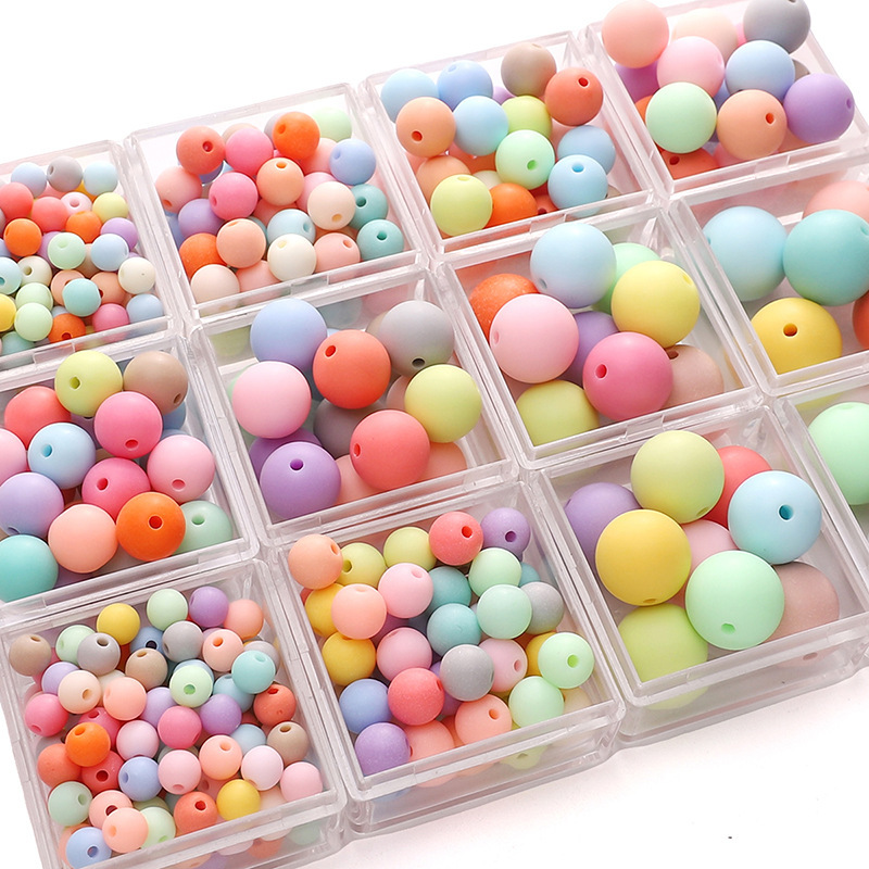 500g/Bag 6-16mm Mixed Color Frosted Acrylic Round Beads for DIY Beads