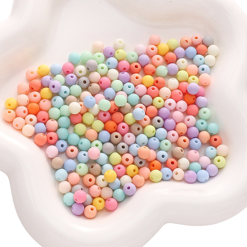 500g/Bag 6-16mm Mixed Color Frosted Acrylic Round Beads for DIY Beads