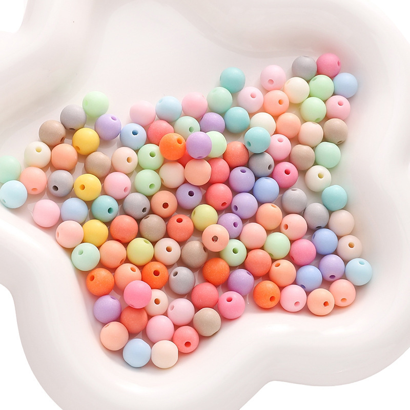 500g/Bag 6-16mm Mixed Color Frosted Acrylic Round Beads for DIY Beads