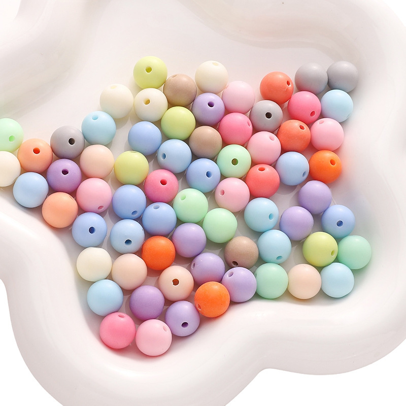 500g/Bag 6-16mm Mixed Color Frosted Acrylic Round Beads for DIY Beads