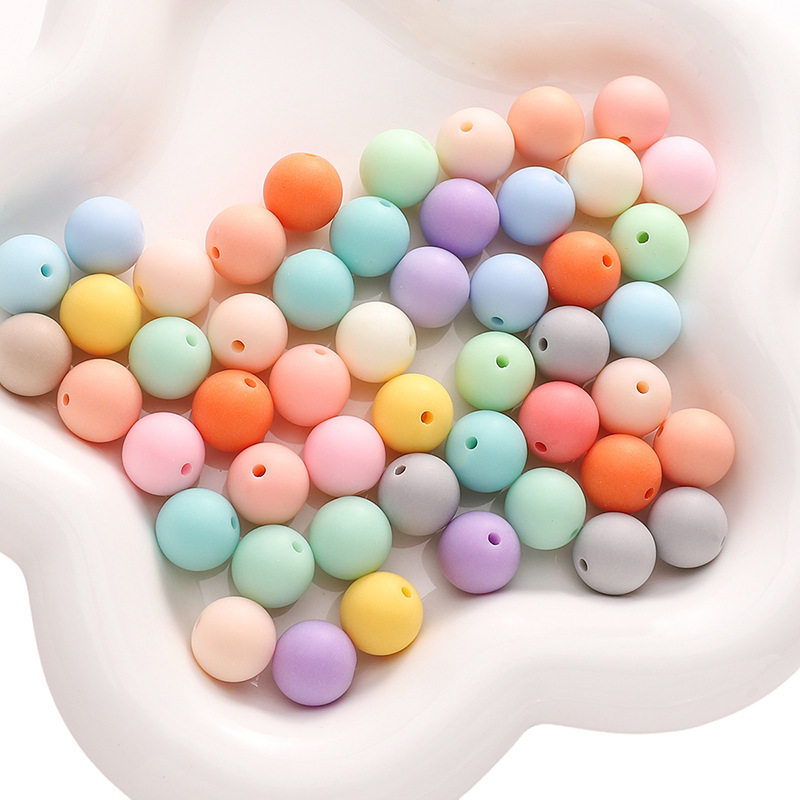 500g/Bag 6-16mm Mixed Color Frosted Acrylic Round Beads for DIY Beads