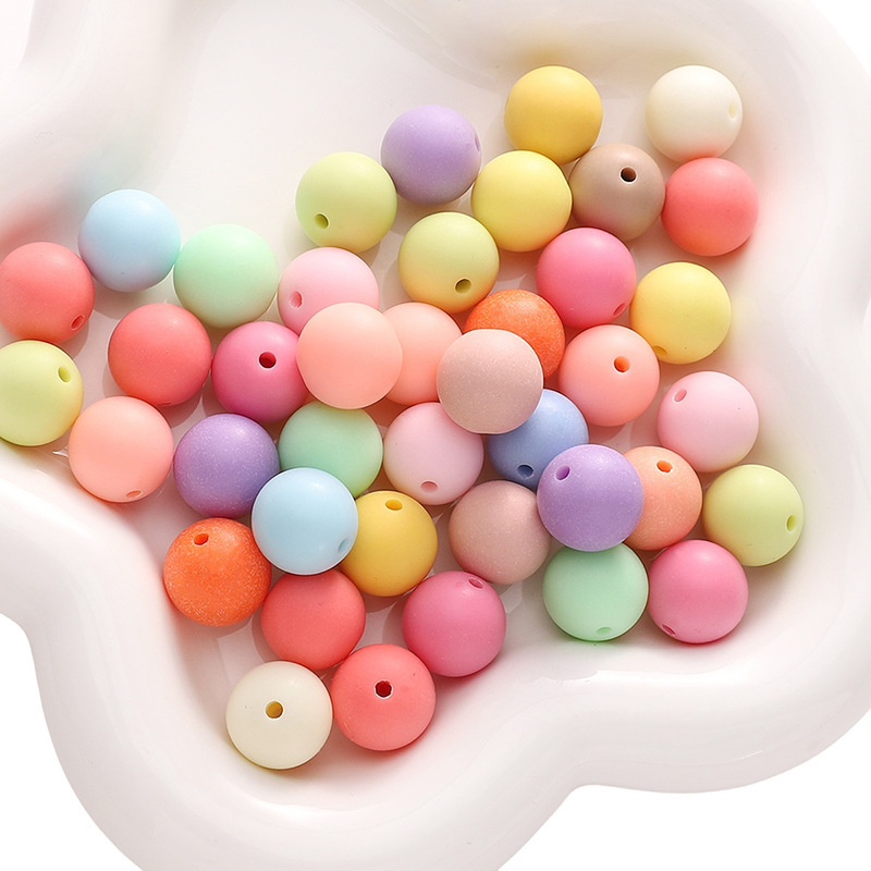 500g/Bag 6-16mm Mixed Color Frosted Acrylic Round Beads for DIY Beads