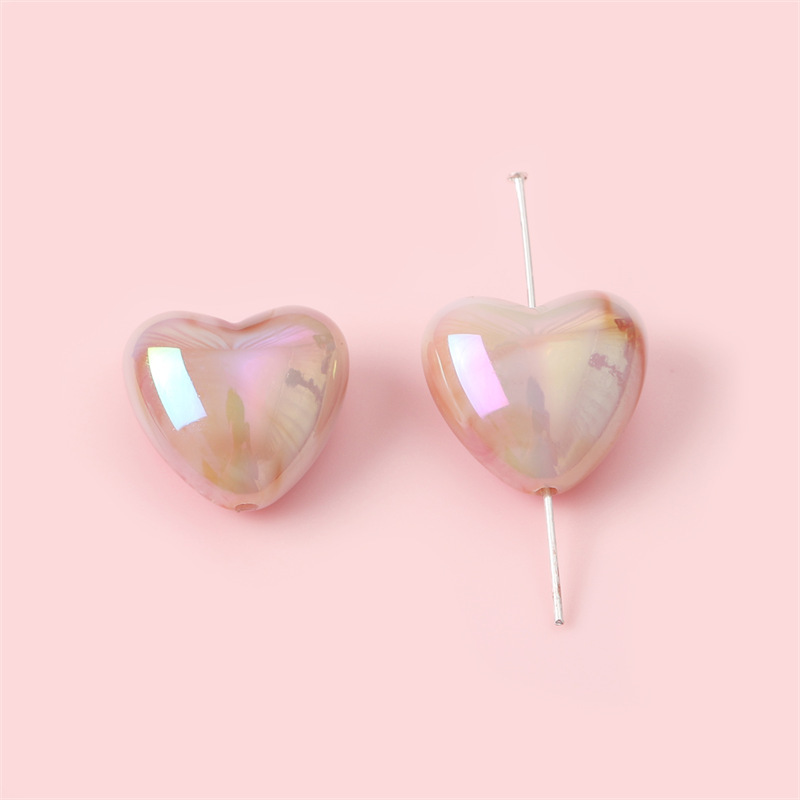 60 pcs/bag 18x19mm UV-dyed two-color acrylic heart DIY accessories