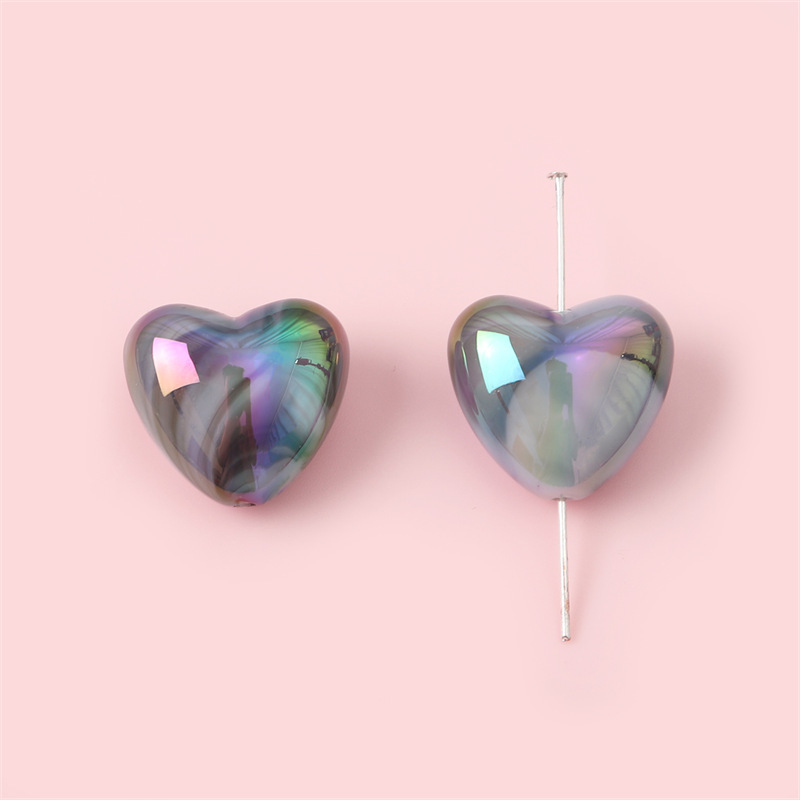 60 pcs/bag 18x19mm UV-dyed two-color acrylic heart DIY accessories