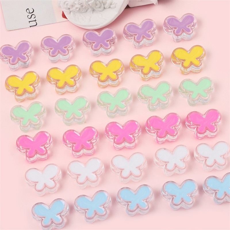 60 pcs/bag 24x18mm transparent acrylic oil-drip butterfly DIY accessories