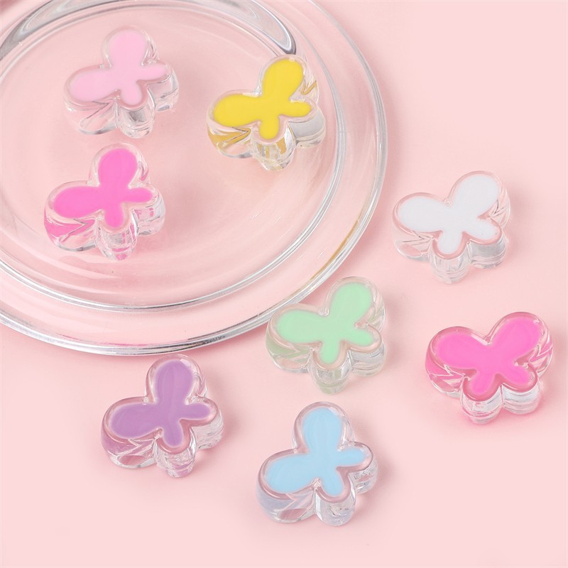 60 pcs/bag 24x18mm transparent acrylic oil-drip butterfly DIY accessories