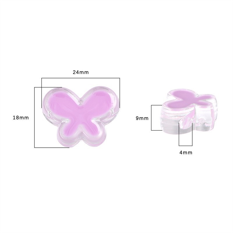 60 pcs/bag 24x18mm transparent acrylic oil-drip butterfly DIY accessories