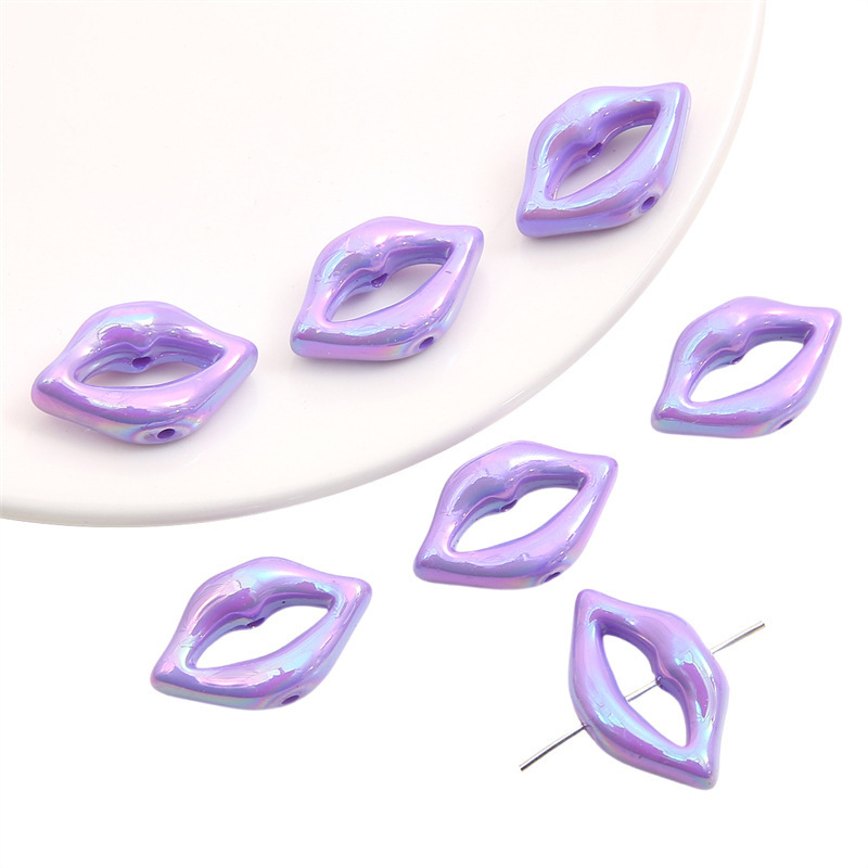 100 pcs/bag 25x15mm Acrylic Mapei Color-Coated Lip Beads DIY Accessories