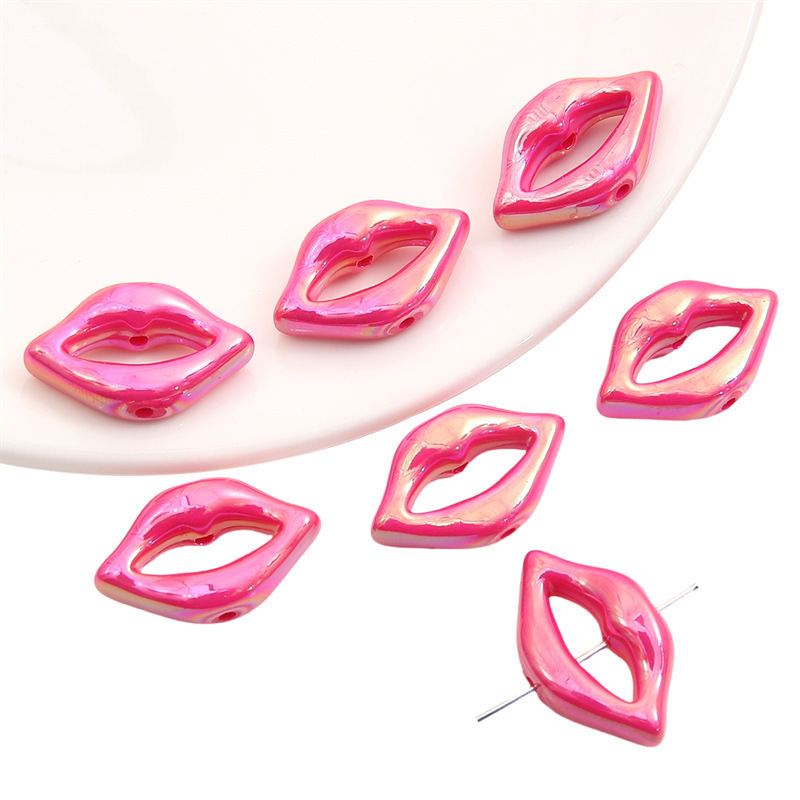 100 pcs/bag 25x15mm Acrylic Mapei Color-Coated Lip Beads DIY Accessories