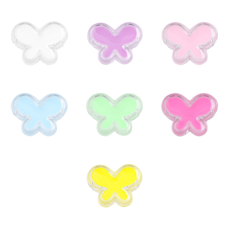 60 pcs/bag 24x18mm transparent acrylic oil-drip butterfly DIY accessories