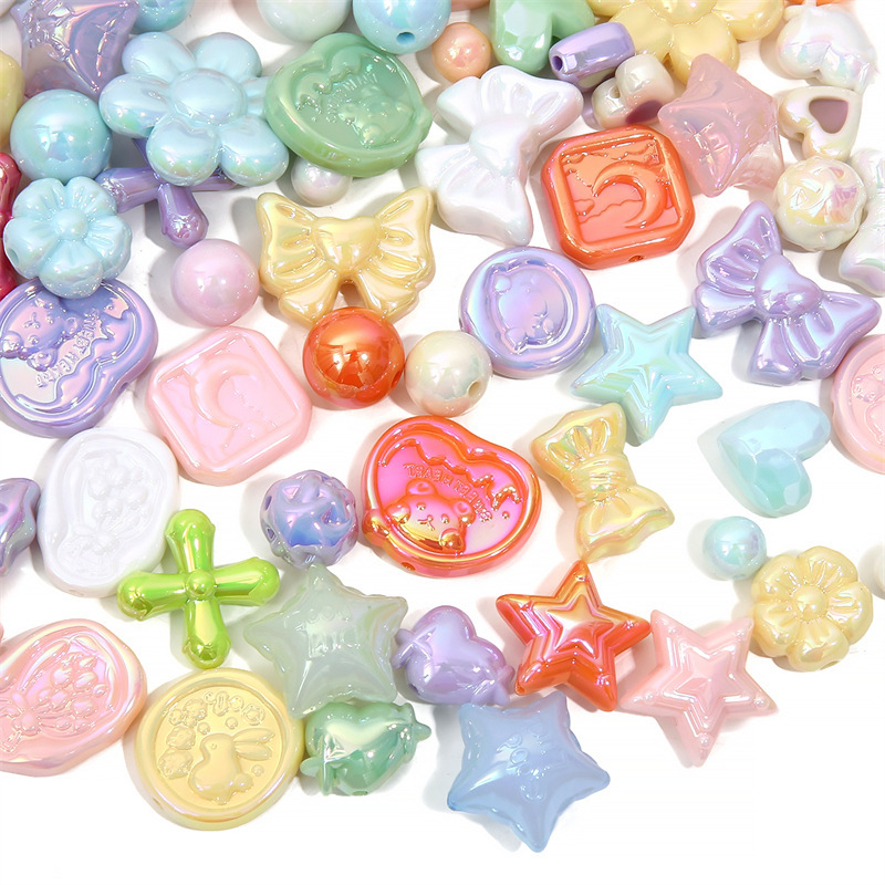 100 pcs/bag Acrylic Color-Coated Series Colorful Loose Bead DIY Accessories