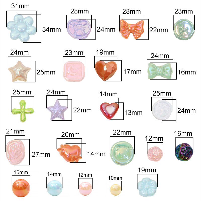 100 pcs/bag Acrylic Color-Coated Series Colorful Loose Bead DIY Accessories