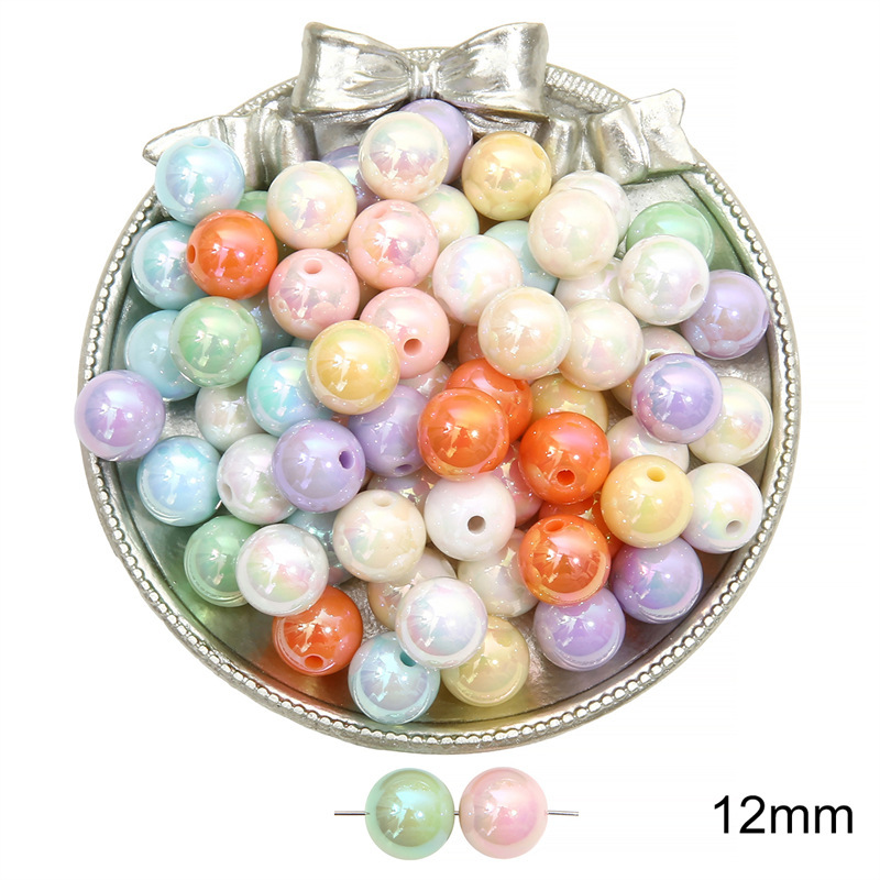 100 pcs/bag Acrylic Color-Coated Series Colorful Loose Bead DIY Accessories