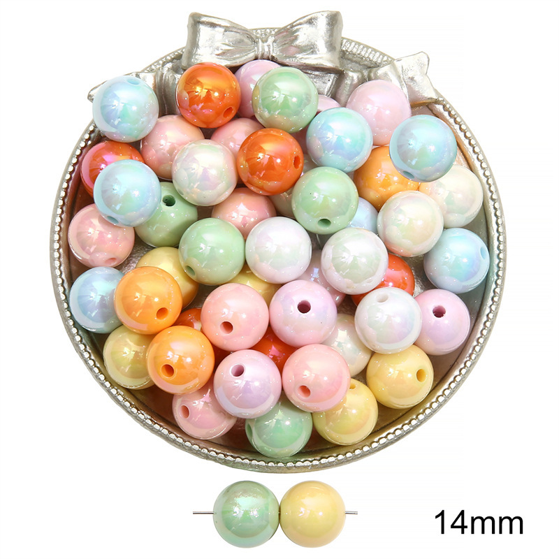 100 pcs/bag Acrylic Color-Coated Series Colorful Loose Bead DIY Accessories