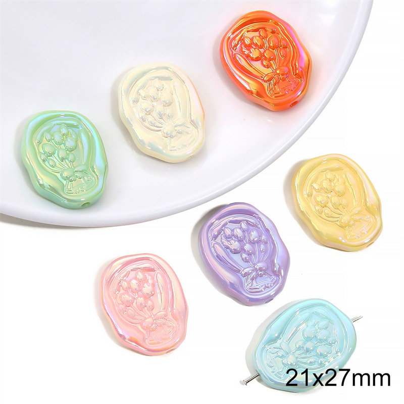 100 pcs/bag Acrylic Color-Coated Series Colorful Loose Bead DIY Accessories