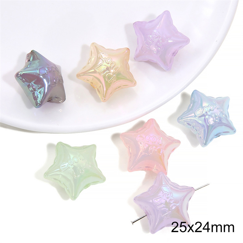 100 pcs/bag Acrylic Color-Coated Series Colorful Loose Bead DIY Accessories