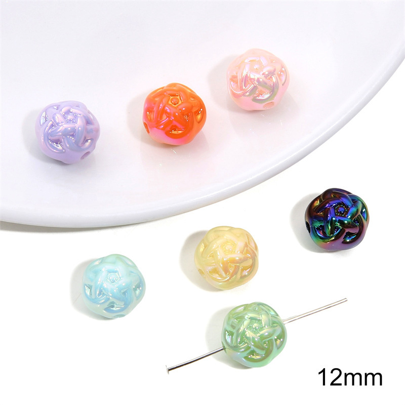 100 pcs/bag Acrylic Color-Coated Series Colorful Loose Bead DIY Accessories