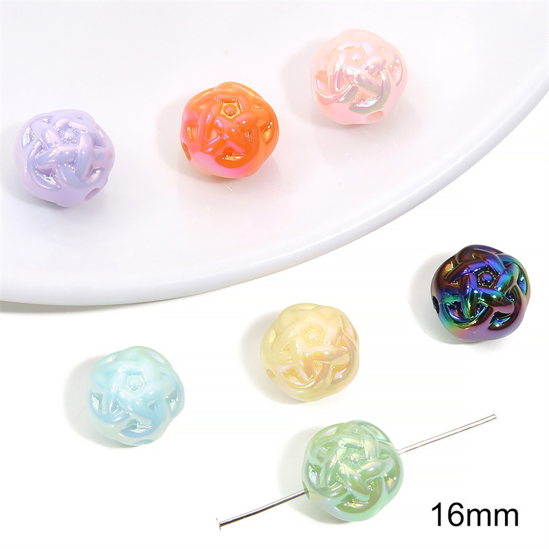 100 pcs/bag Acrylic Color-Coated Series Colorful Loose Bead DIY Accessories