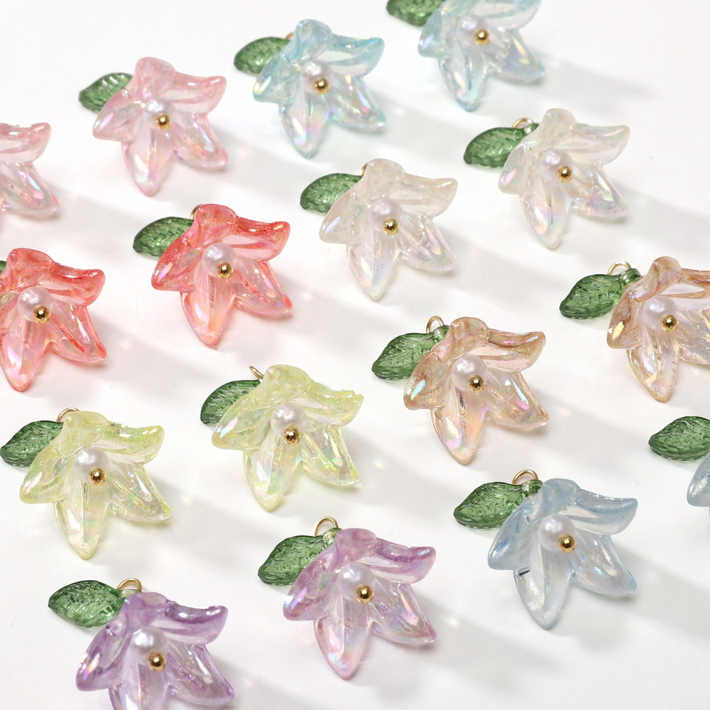 50 pcs/bag 16x17mm Acrylic Lily Pearl Pendant DIY Accessory