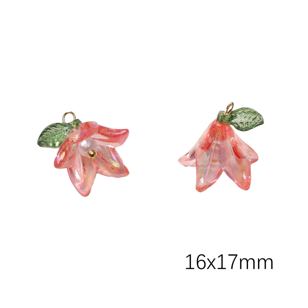 50 pcs/bag 16x17mm Acrylic Lily Pearl Pendant DIY Accessory