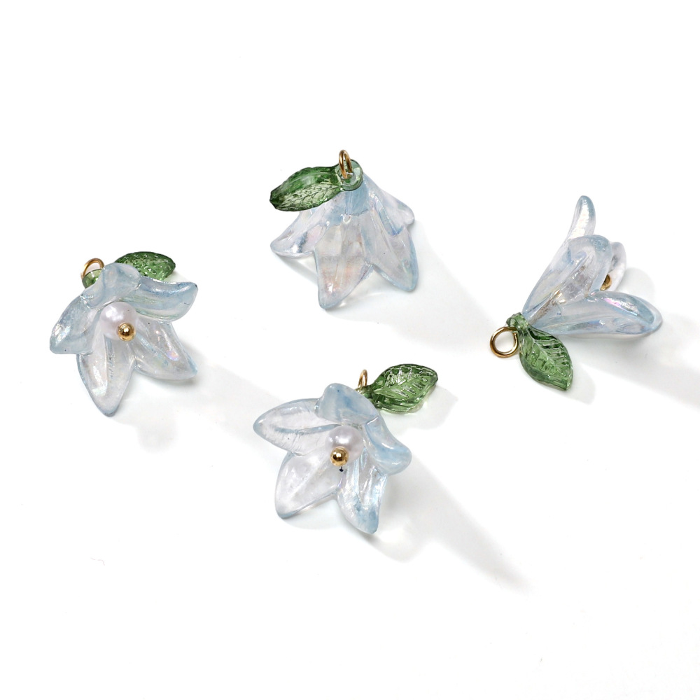 50 pcs/bag 16x17mm Acrylic Lily Pearl Pendant DIY Accessory