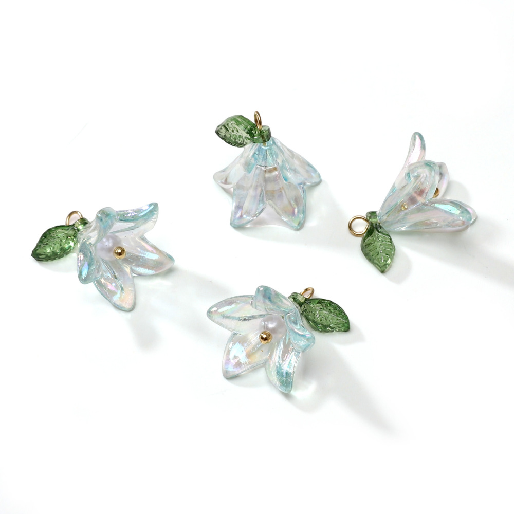 50 pcs/bag 16x17mm Acrylic Lily Pearl Pendant DIY Accessory