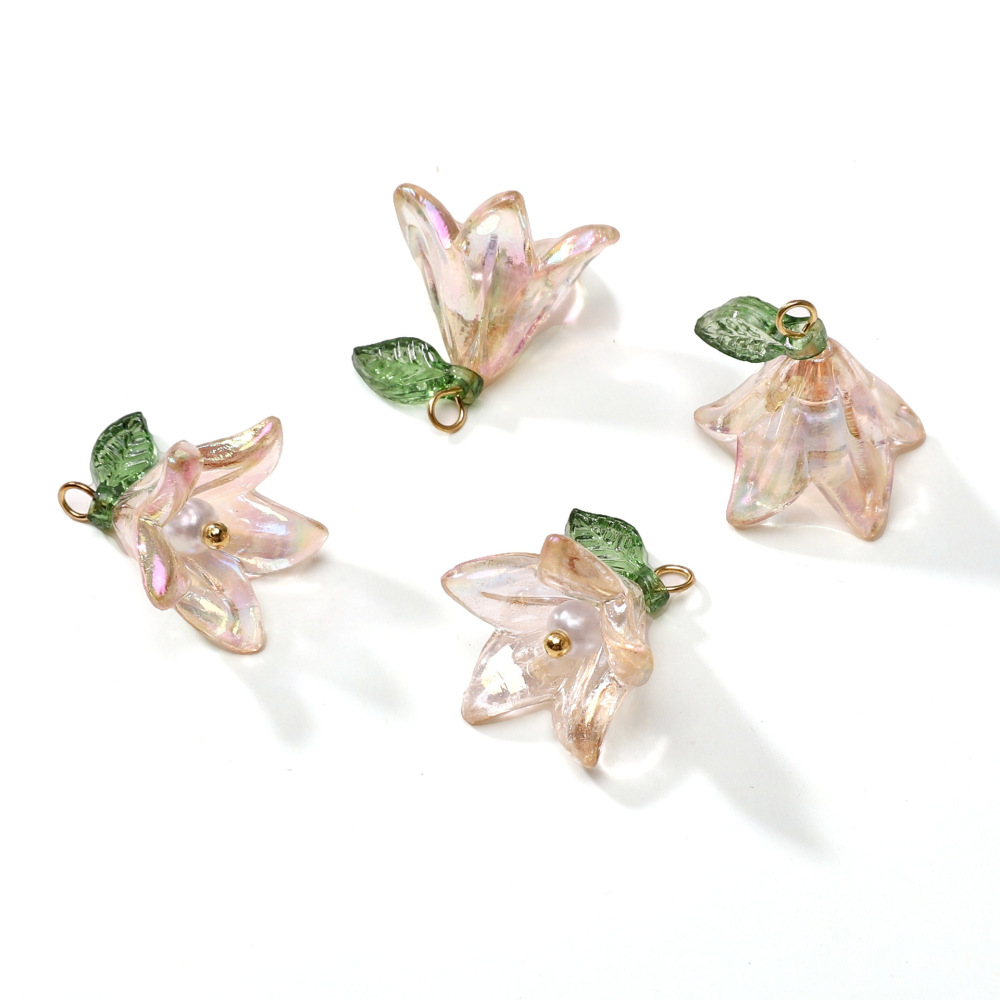 50 pcs/bag 16x17mm Acrylic Lily Pearl Pendant DIY Accessory