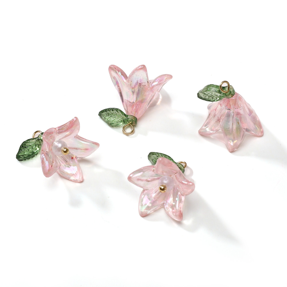 50 pcs/bag 16x17mm Acrylic Lily Pearl Pendant DIY Accessory