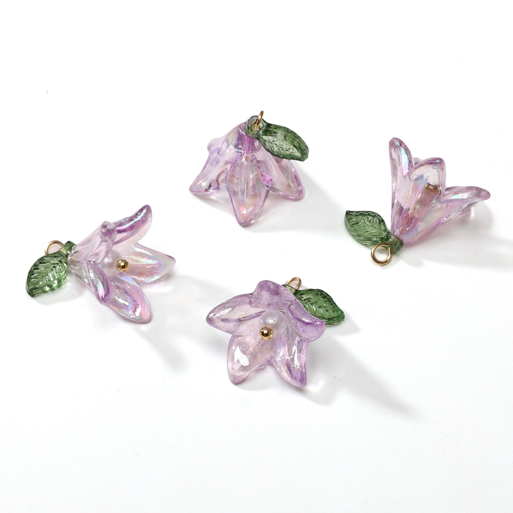 50 pcs/bag 16x17mm Acrylic Lily Pearl Pendant DIY Accessory