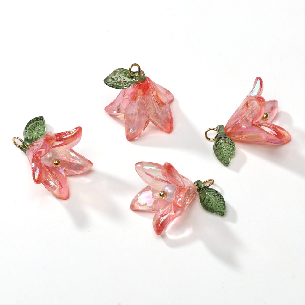 50 pcs/bag 16x17mm Acrylic Lily Pearl Pendant DIY Accessory
