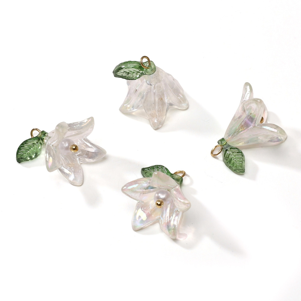 50 pcs/bag 16x17mm Acrylic Lily Pearl Pendant DIY Accessory